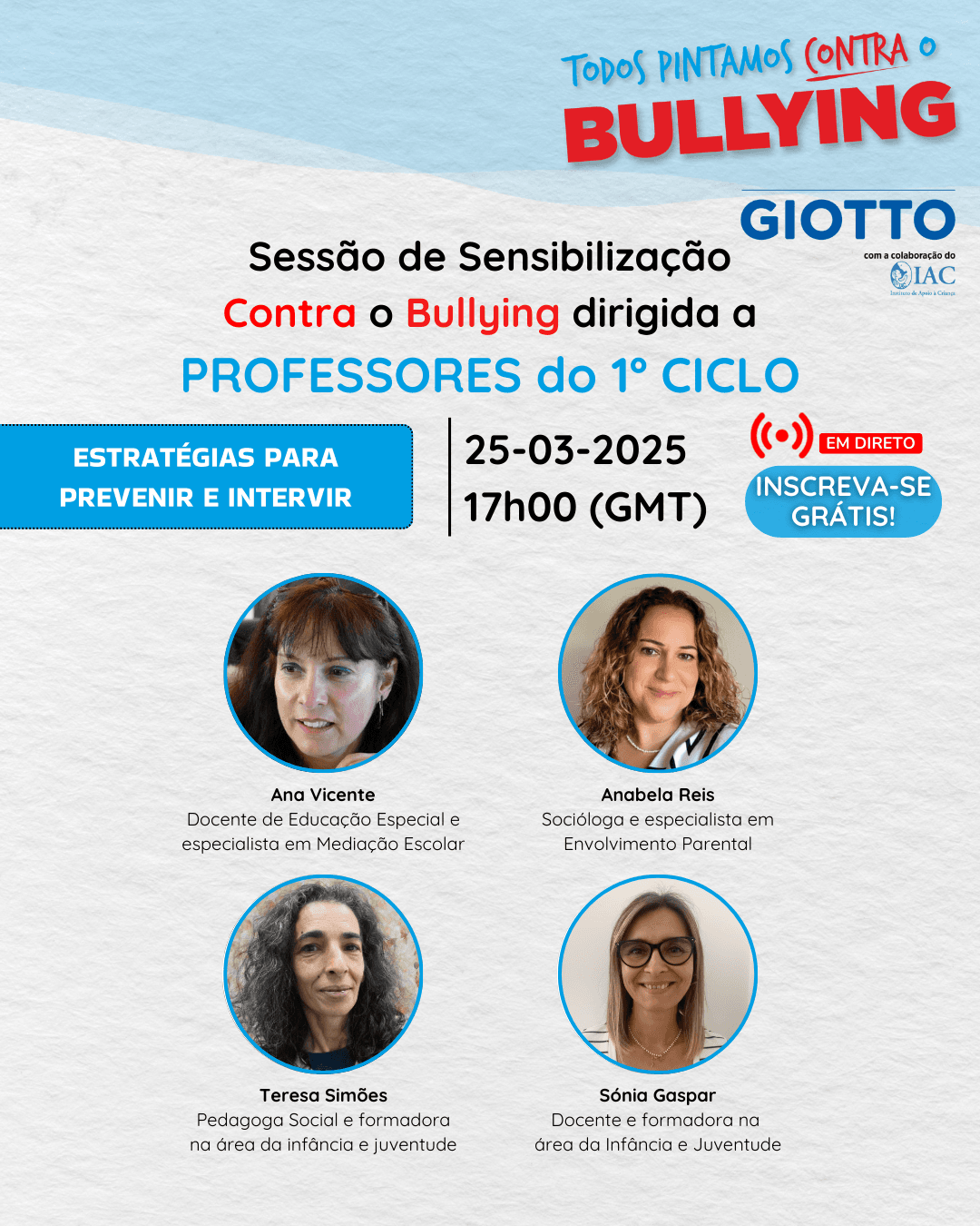 Sessões para professores 1º ciclo