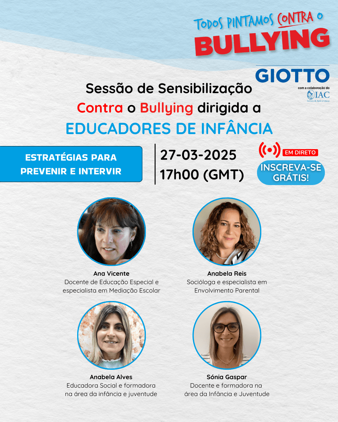 Sessões para professores pre-escolar